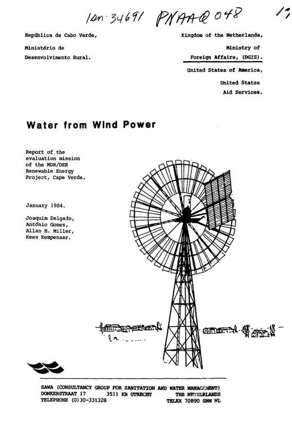 Water from wind power : report of the evaluation mission of the MDR/DER renewable energy project, Cape Verde