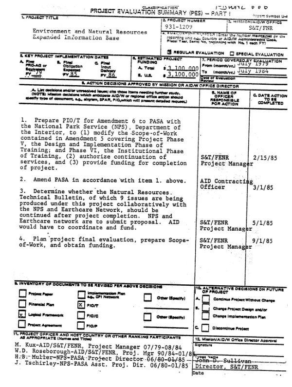 Environment and natural resources, expanded information base