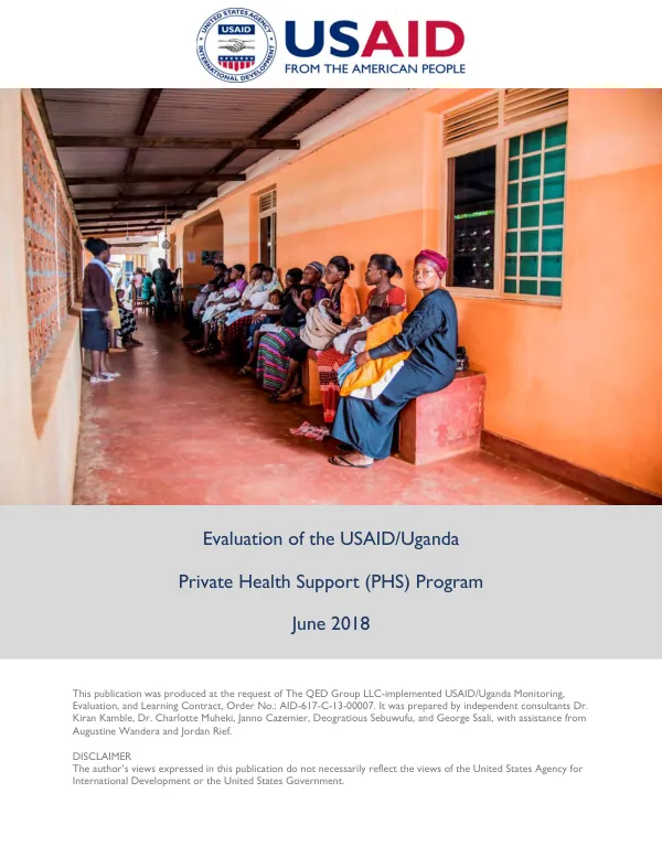 Evaluation of the USAID/Uganda private health support (PHS) program