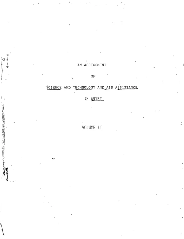 An assessment of science and technology and AID assistance in Egypt. Volume II