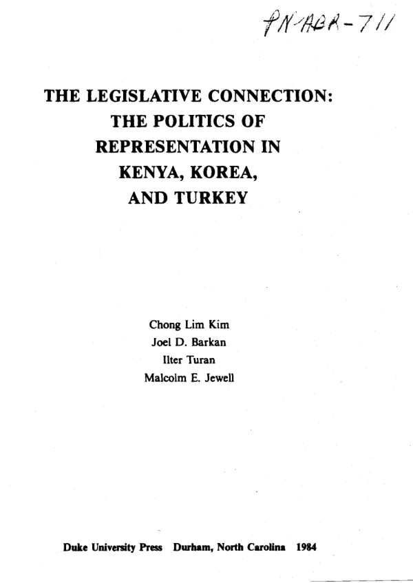 Legislative connection : the politics of representation in Kenya, Korea, and Turkey