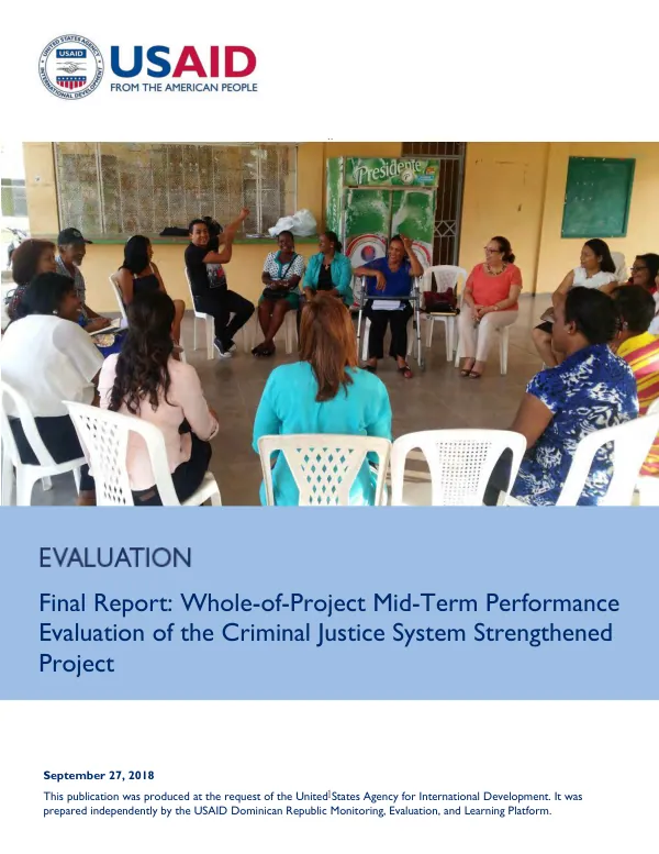 Final report : whole-of-project mid term performance evaluation of the criminal justice system strengthened project