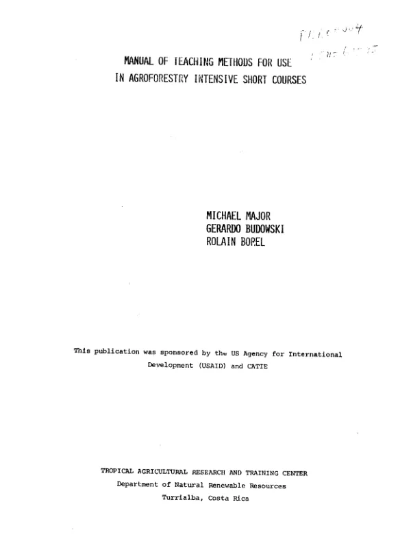 Manual of teaching methods for use in agroforestry intensive short courses