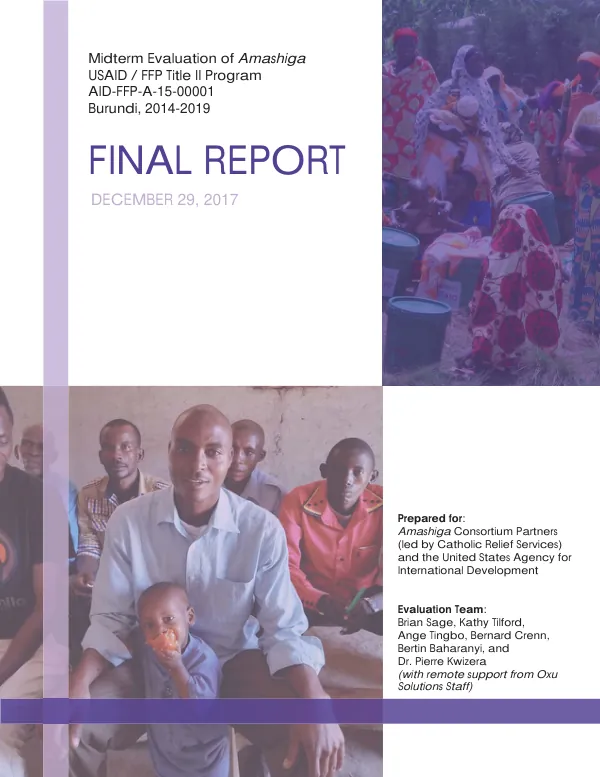 Midterm evaluation of amashiga USAID/FFP title II program : final report