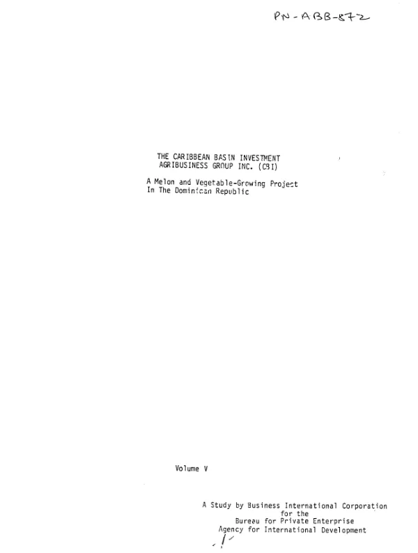 Caribbean Basin Investment Agribusiness Group Inc. (CBI) : a melon and vegetable - growing project in the Dominican Republic