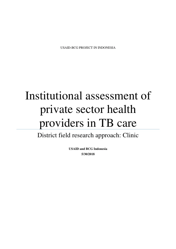 TB Private Sector Engagement Indonesia Interview Guides