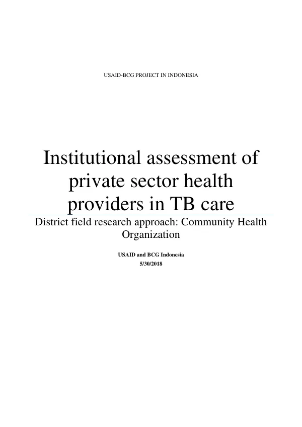 TB Private Sector Engagement Indonesia Interview Guide (Community Health Organizations)