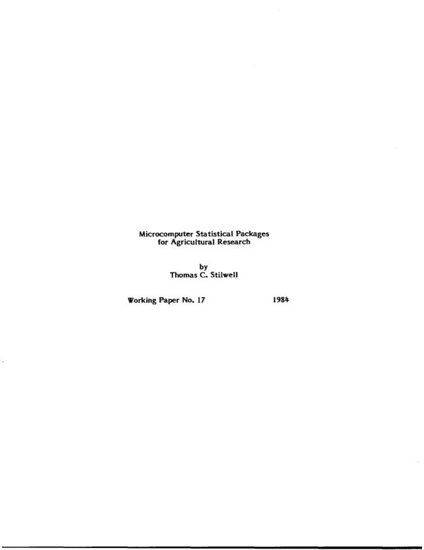 Microcomputer statistical packages for agricultural research