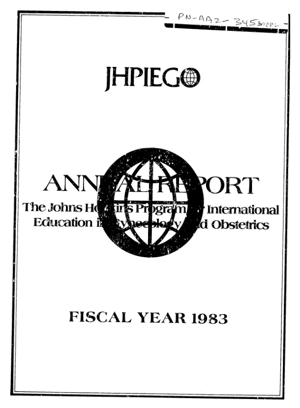 Annual report of the JHPIEGO Corporation, fiscal year 1983