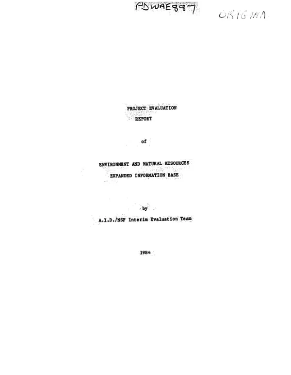 Project evaluation report of environment and natural resources, expanded information base