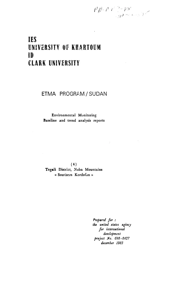 Environmental indicators and trends in Tegali District : a case study of a tropical montane, base-line survey (1984)