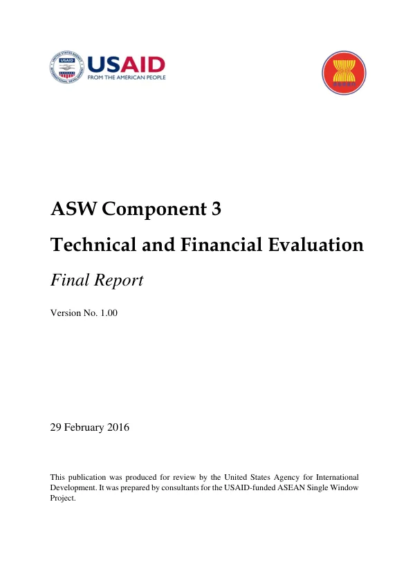 ASW Component 3 Technical and Financial Evaluation Final Report