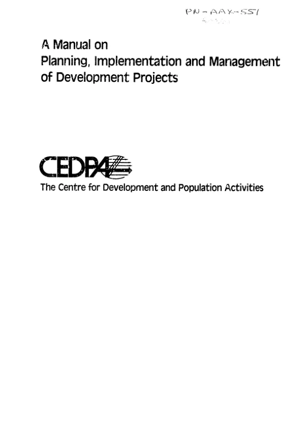 Manual on planning, implementation and management of development projects