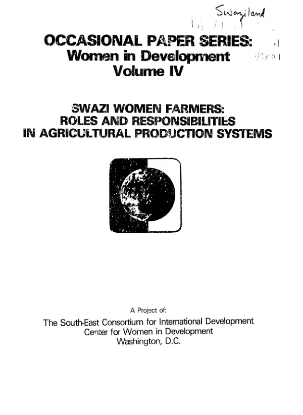 Swazi women farmers : roles and responsibilities in agricultural production systems
