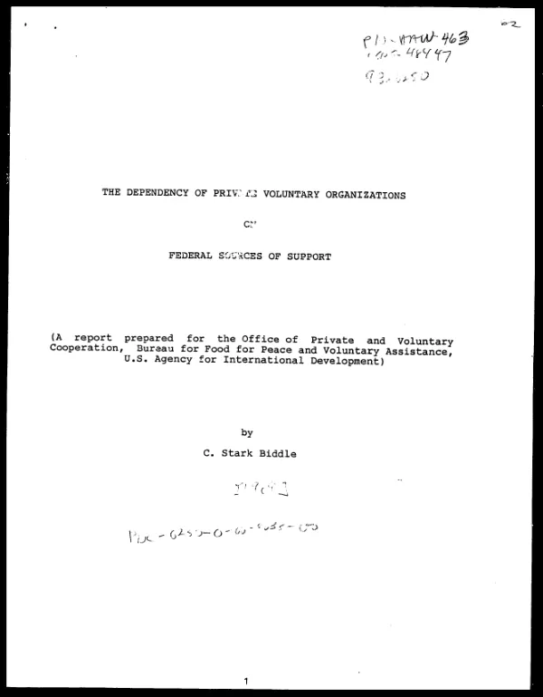 Dependency of private voluntary organizations on federal sources of support