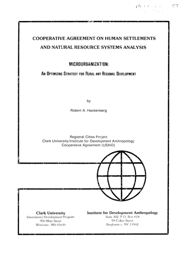 Microurbanization : an optimizing strategy for rural and regional development