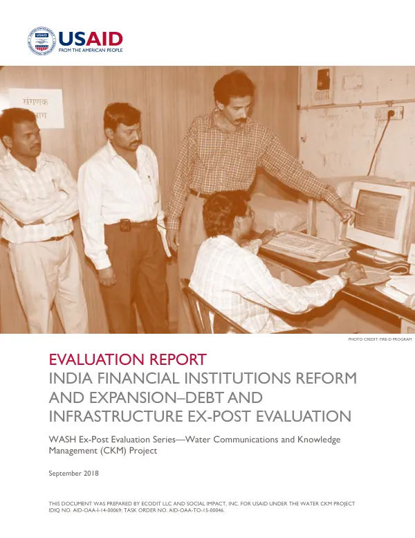 Evaluation report : India financial institutions reform and expansion - debt and infrastructure ex-post evaluation
