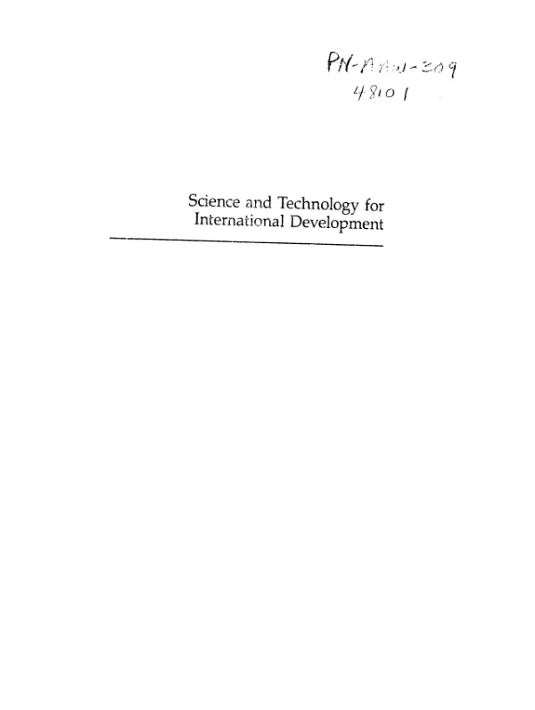Science and technology for international development : an assessment of U.S. policies and programs