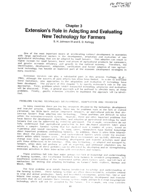 Extension"s role in adapting and evaluating new technology for farmers
