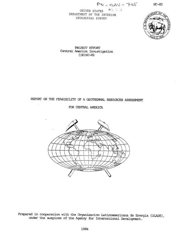 Report on the feasibility of a geothermal resources assessment for Central America