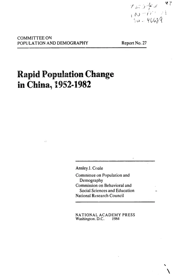 Rapid population change in China, 1952-1982