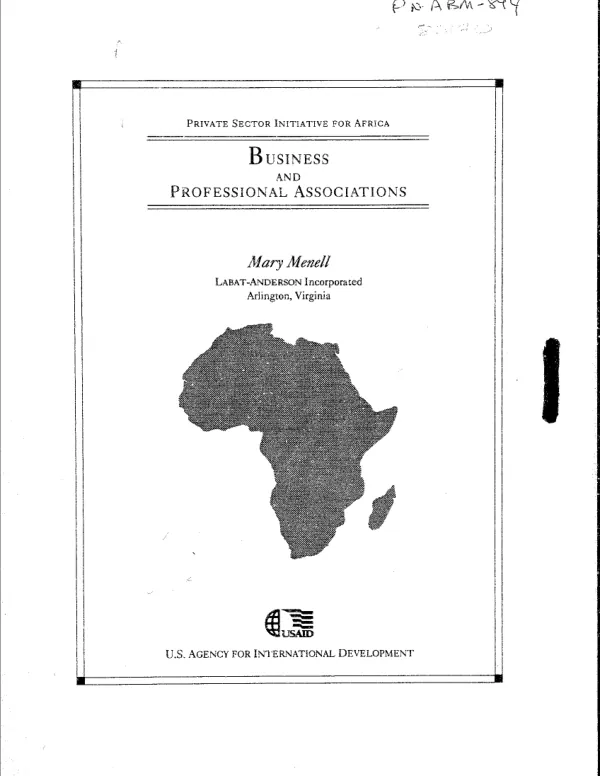 Private sector initiative for Africa : business and professional associations