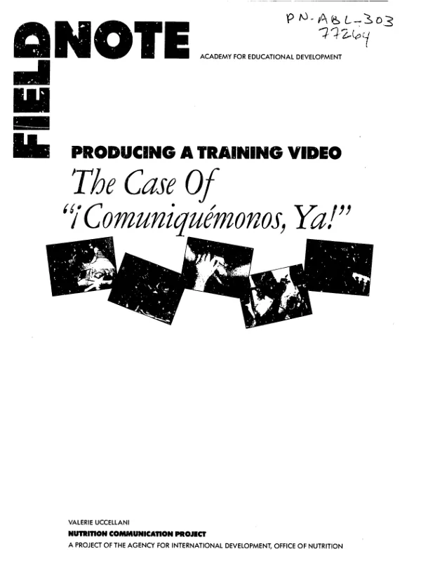 Field note : producing a training video -- the case of `comuniquemonos, ya! [let"s communicate!]