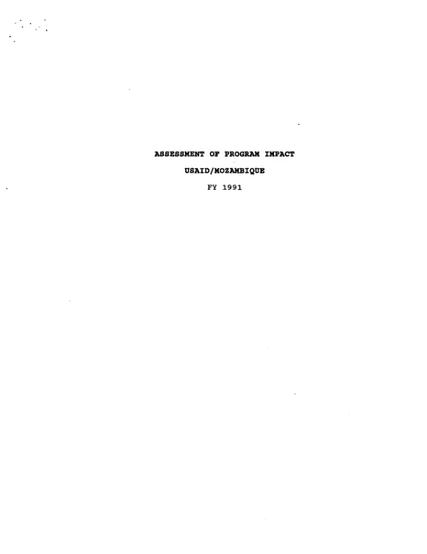 Assessment of program impact : USAID/Mozambique, FY 1991