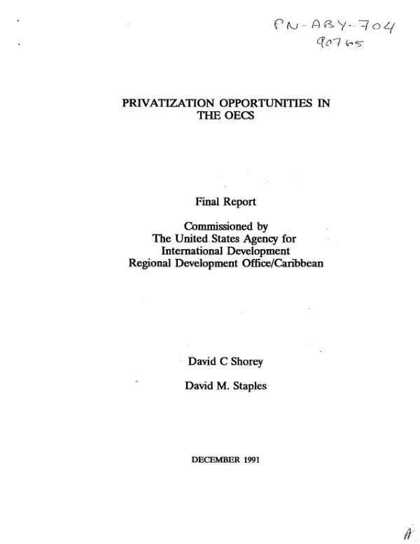 Privatization opportunities in the OECS [Organization of Eastern Caribbean States]