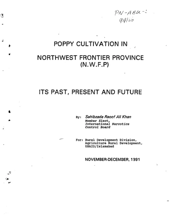 Poppy cultivation in Northwest Frontier Province (NWFP) : its past, present and future