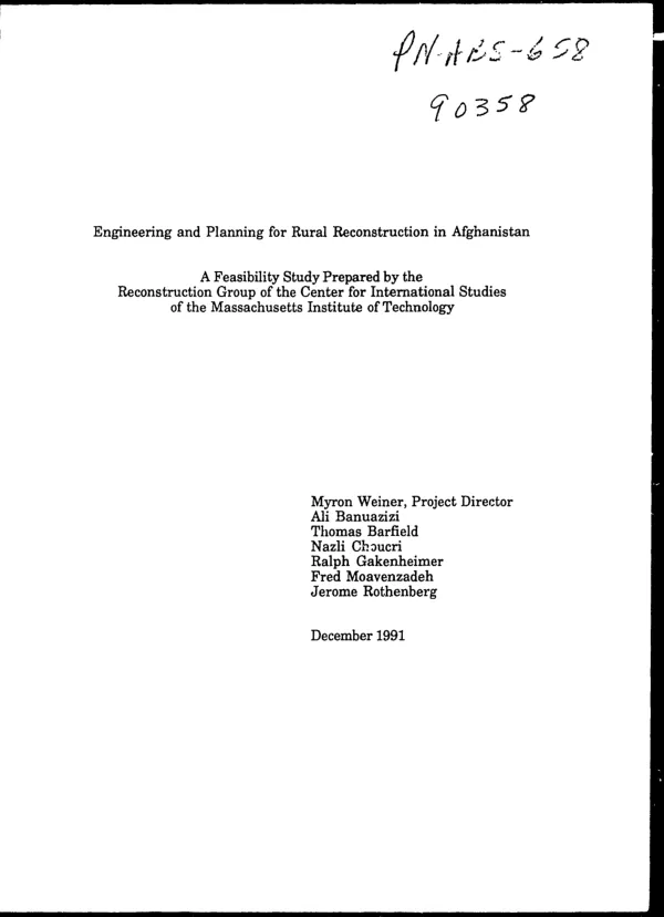 Engineering and planning for rural reconstruction in Afghanistan : a feasibility study