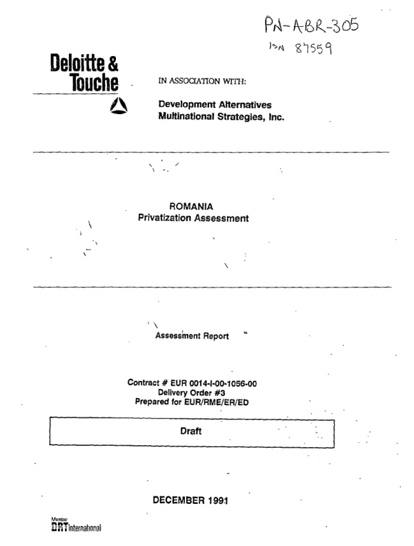 Romania -- privatization assessment : assessment report