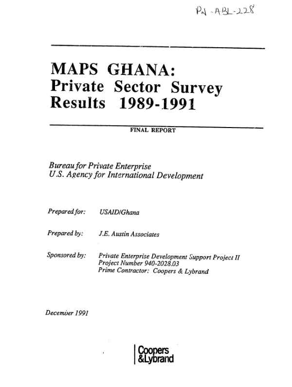 MAPS [manual for action in the private sector] Ghana : private sector survey results, 1989-1991 -- final report