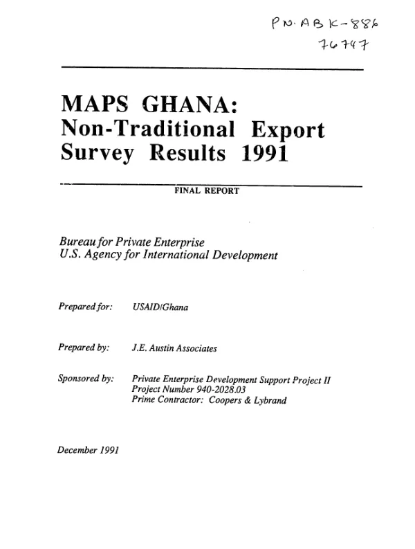 MAPS Ghana : non-traditional export survey results 1991