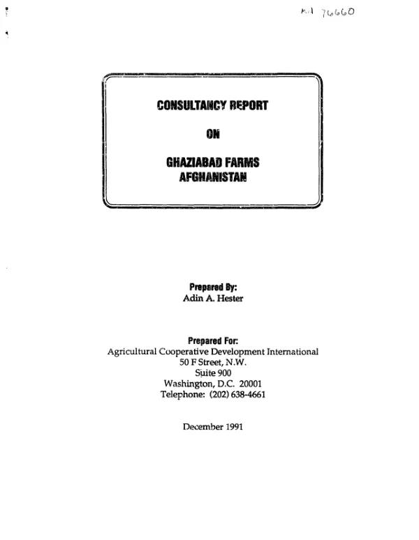 Consultancy report on Ghaziabad farms -- Afghanistan