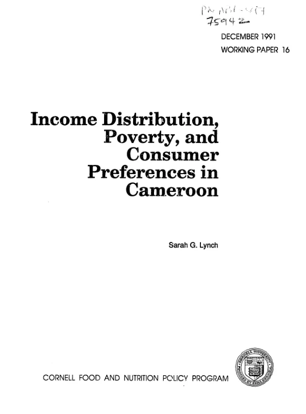 Income distribution, poverty, and consumer preferences in Cameroon