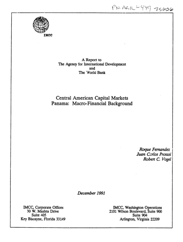 Central American capital markets -- Panama : macro-financial background