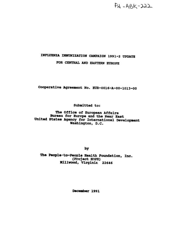 Influenza immunization campaign 1991-2 update for Central and Eastern Europe