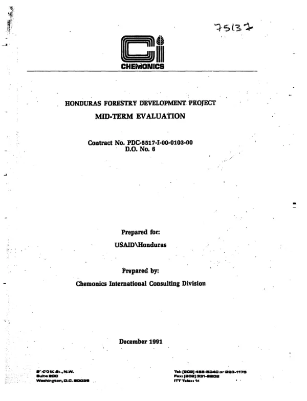Honduras forestry development project : mid-term evaluation