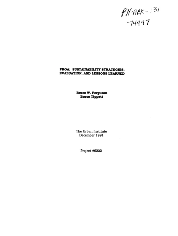 PROA [Programa Piloto de Desarrollo - Bolivia] : sustainability strategies, evaluation, and lessons learned