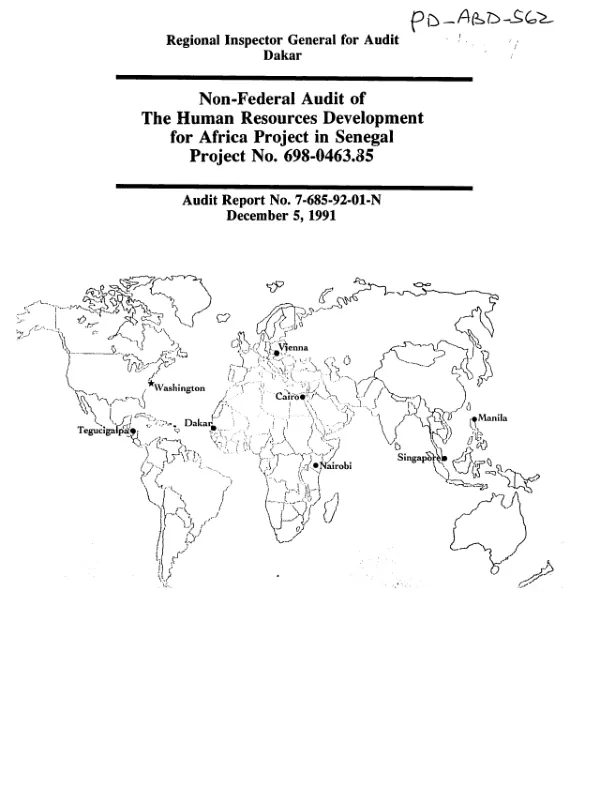 Non-federal audit of the human resources development for Africa project in Senegal, project no. 698-0463.85