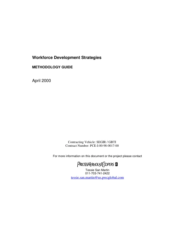 Workforce development strategies : methodology guide