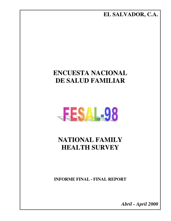 FESAL-98 : encuesta nacional de salud familiar, informe final = national family health survey, final report