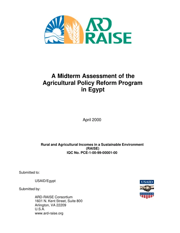 Midterm assessment of the agricultural policy reform program in Egypt