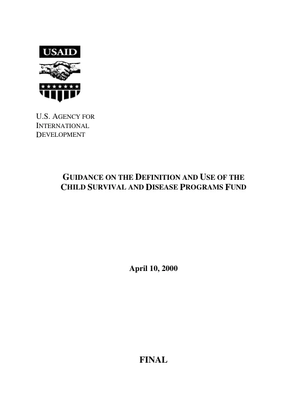 Guidance on the definition and use of the child survival and disease programs fund