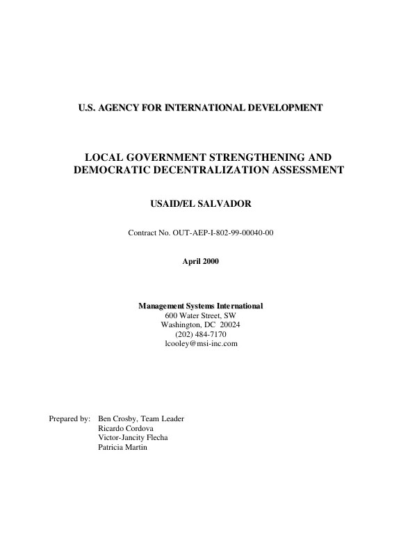 Local government strengthening and democratic assessment