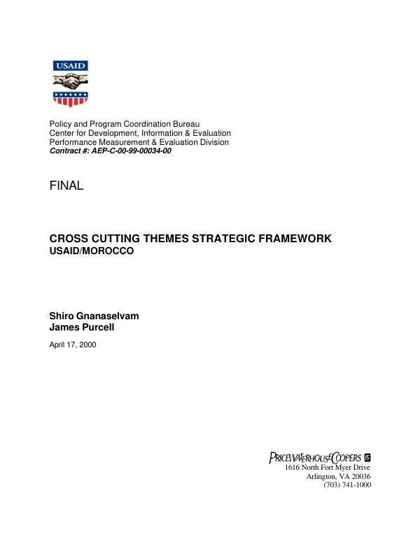 Cross cutting themes strategic framework : USAID/Morocco