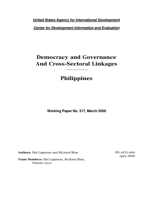 Democracy and governance and cross-sectoral linkages : Philippines