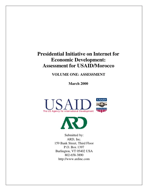 Presidential initiative on Internet for economic development : assessment for USAID/Morocco