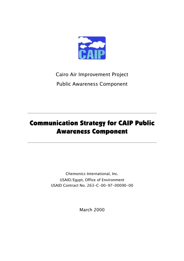 Communication strategy for CAIP public awareness component